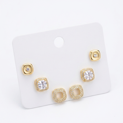 Geometric & Floral Stud Earring Set