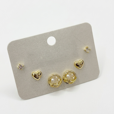 Heart & Pearl Harmony Earring Set