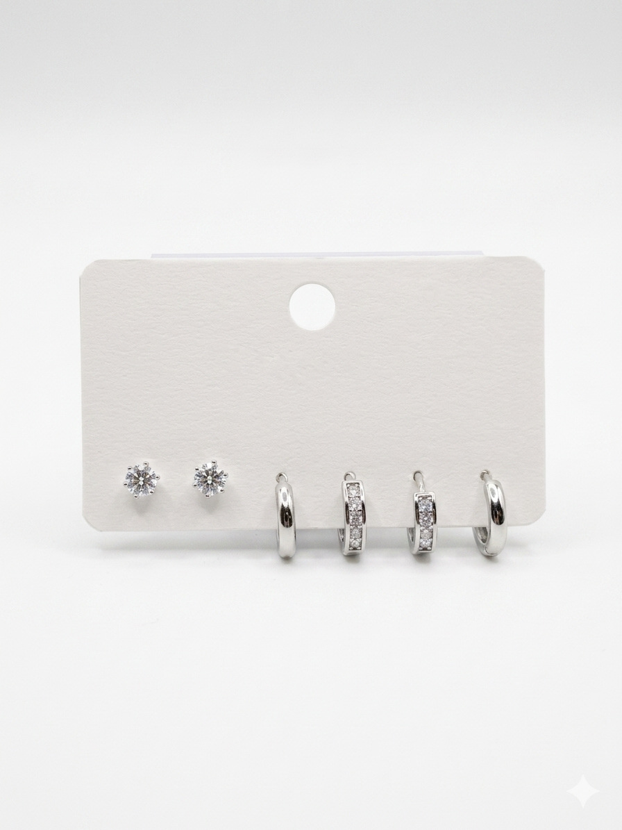 Floral Stud & Hoop Earring Set