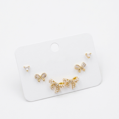 Pearl Bow Earring Set