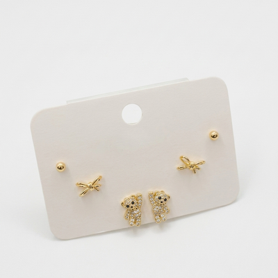 Teddy Bow Earring Set
