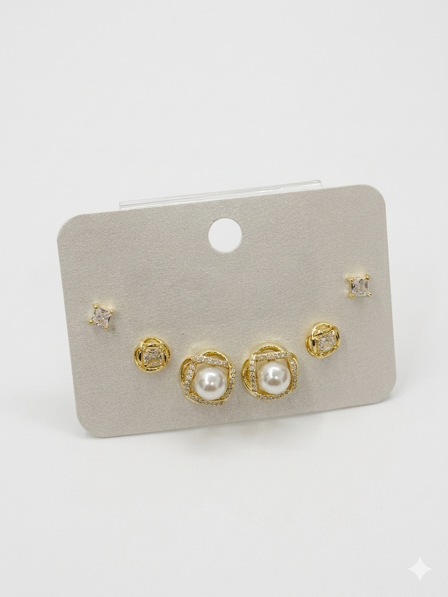 Floral & Pearl Earring Set