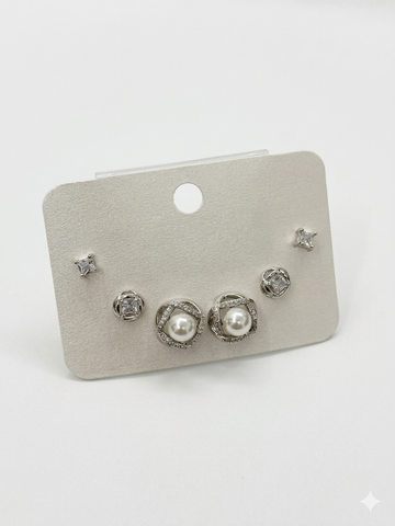Floral & Pearl Earring Set