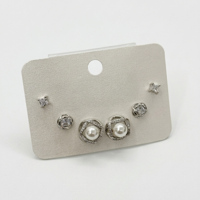 Floral & Pearl Earring Set