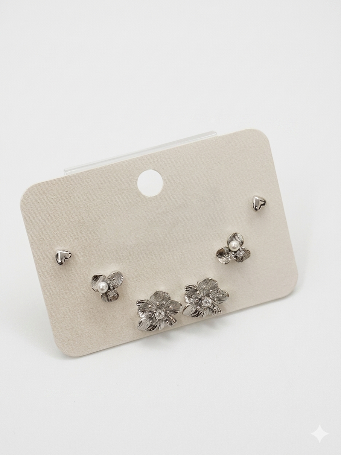Textured Floral Bloom Earring Set