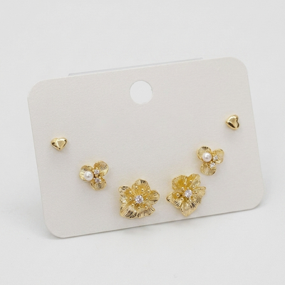 Textured Floral Bloom Earring Set