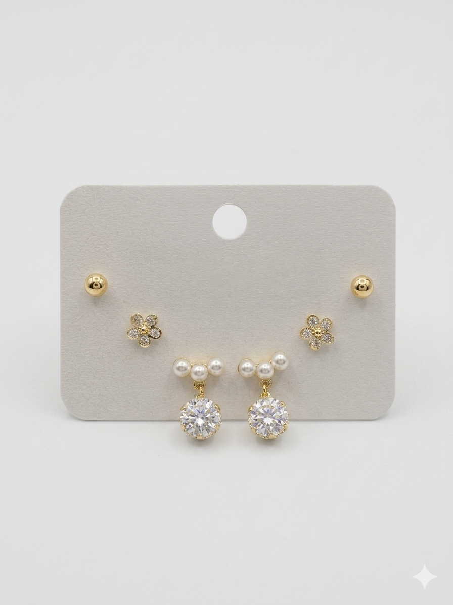 Floral & Drop Earring Set