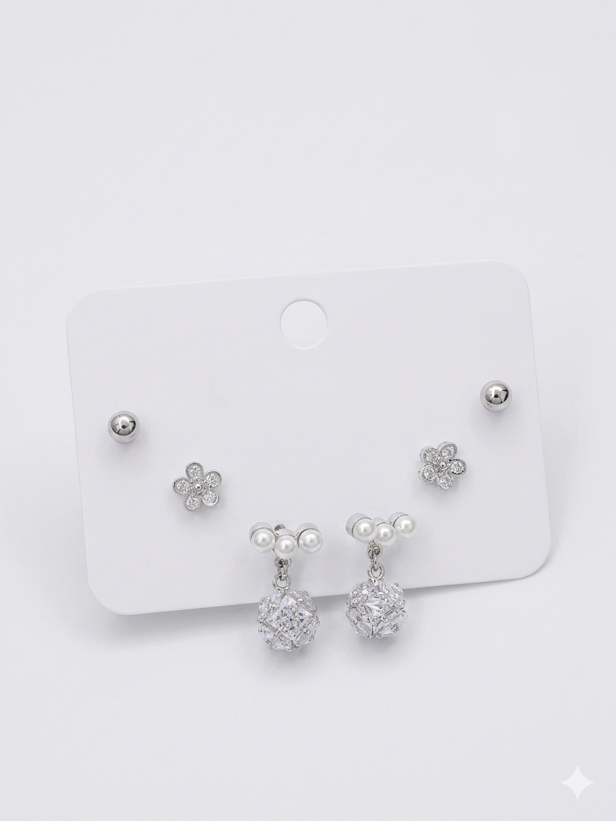 Floral & Drop Earring Set