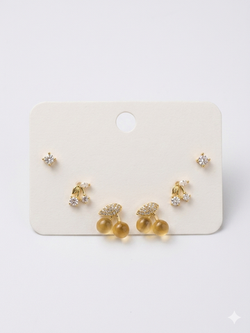 Cherry Charm Earring Set