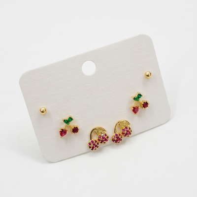 Ruby Cherry Sparkle Earring Set