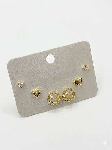 Heart & Pearl Harmony Earring Set