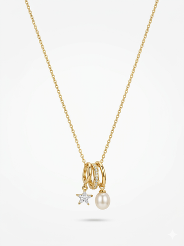 Celestial Pearl Charm Necklace