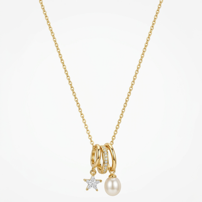 Celestial Pearl Charm Necklace